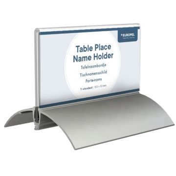 Chevalet de table - Porte-nom avec socle en aluminium - 100 x 52 mm : EUROPEL image
