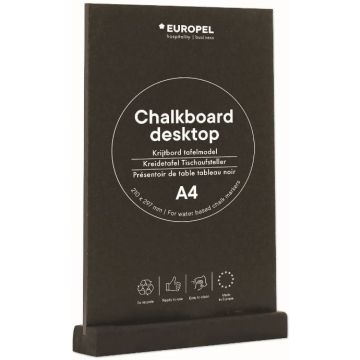 Présentoir de Table - A4/Portrait - Ardoise avec socle en bois Noir : EUROPEL image