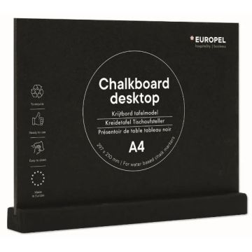Présentoir de Table - A4/Paysage - Ardoise avec socle en bois Noir : EUROPEL image