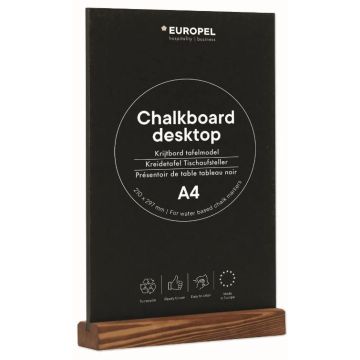 Présentoir de Table - A4/Portait - Ardoise avec socle en bois de Pin : EUROPEL image