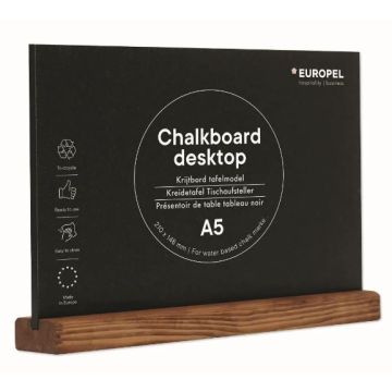 Présentoir de Table - A5/Paysage - Ardoise avec socle en bois de Pin : EUROPEL image