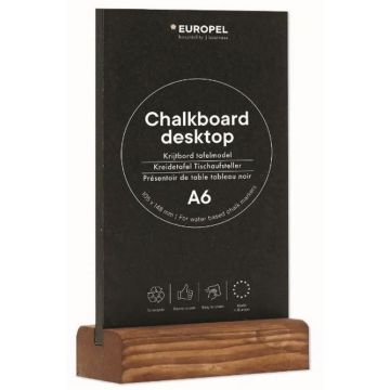 Présentoir de Table - A6/Portait- Ardoise avec socle en bois de Pin : EUROPEL image