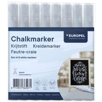 Marqueurs à craie - 3 mm - Blanc : EUROPEL Lot de 8 image