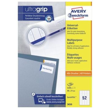 photo Étiquettes adhésives 48 x 21 mm AVERY 3650