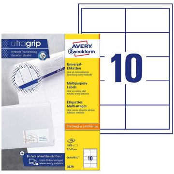 Étiquettes adhésives - 97 x 55 mm : AVERY Ecologique Lot de 1000