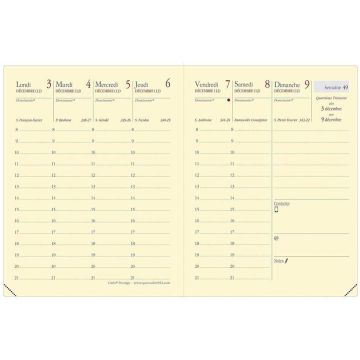 Agenda Semainier de poche 2025 - 80 x 105 mm QUO VADIS Carla Prestige intérieur
