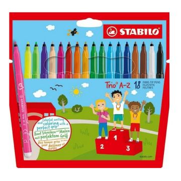 Boîte de 18 Feutres - Trio A-Z - Assortiment : STABILO