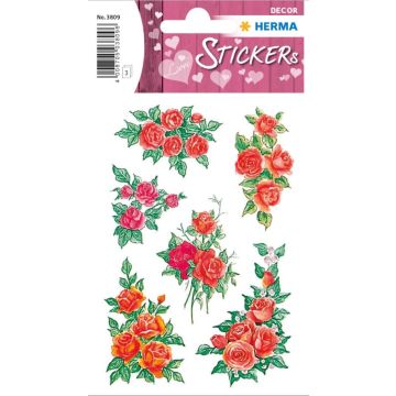 HERMA : Lot de 18 stickers en papier - Bouquets de roses - 3809