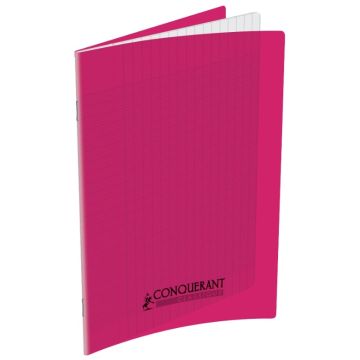 Cahier d'écolier 96 pages Grands carreaux - 170 x 220 mm - Polypro Rose : CONQUERANT Visuel