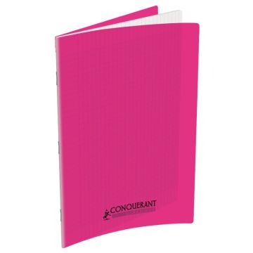Cahier d'écolier 96 pages Grands carreaux - 210 x 297 mm - Polypro Rose : CONQUERANT Visuel