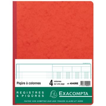 Registre 4 colonnes - 320 x 250 mm - Rouge EXACOMPTA 4040RE Image