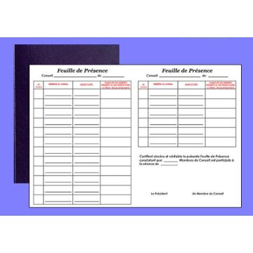 Registre de Présence au Conseil 41001 ELVE