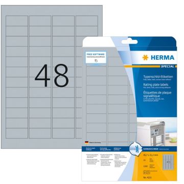 Étiquettes adhésives de signalisation Gris - 45,7 x 21,2 mm HERMA 4221 