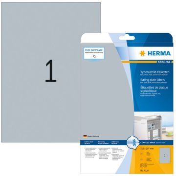 Étiquettes adhésives de signalisation Gris - 210 x 297 mm HERMA 4224