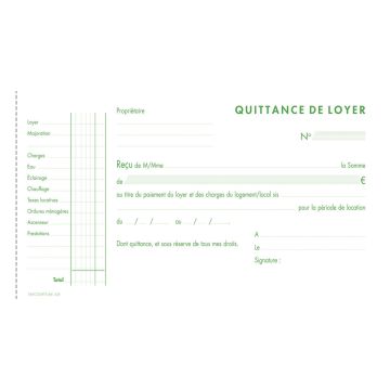 EXACOMPTA 43E Carnet autocopiant Tripli - Quittance de loyer Modele