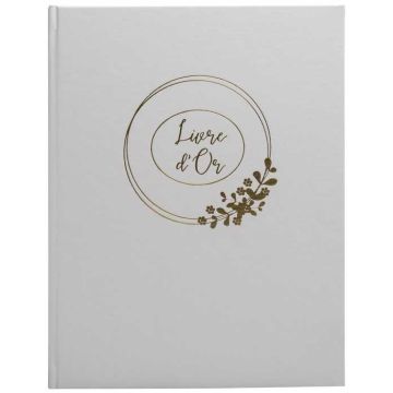 Livre d'or - 270 x 220 mm - 100 pages - Blanc : EXACOMPTA Ringflower couverture or