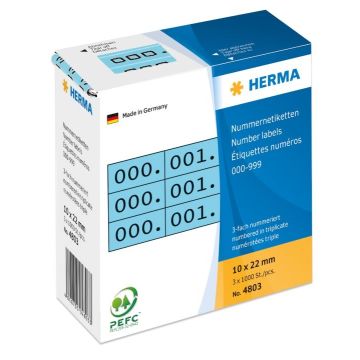 Etiquettes à  numérotation triple - Noir et Bleu HERMA 4803