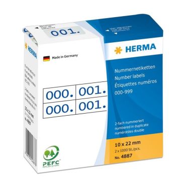 Etiquettes à Double numérotation - Blanc et Bleu HERMA 4887