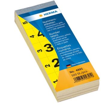 Etiquette autocollante Jaune chiffre numéro de 1 à 500 - 4891 HERMA