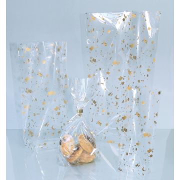 Sachet transparent avec fond - Motifs de Noël - 180 x 300 mm : FOLIA Lot de 10 Modèle