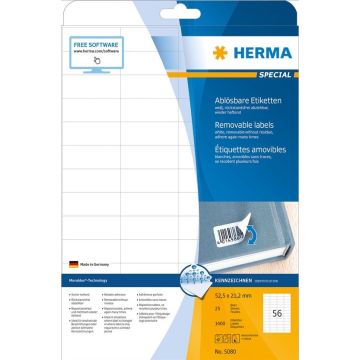 HERMA 5080 : Étiquettes adhésives blanches - Multi-usages - 52,5 x 21,2 mm