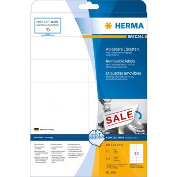 HERMA 5081 : Étiquettes adhésives blanches - Multi-usages - 105,0 x 42,3 mm