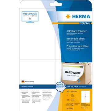 HERMA 5082 : Étiquettes adhésives blanches - Multi-usages - 105,0 x 148,0 mm