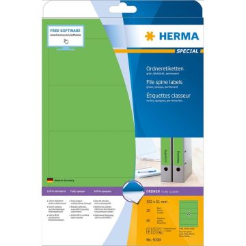 Etiquettes pour dos de classeur - 61 x 192 mm - Vert : HERMA 5099