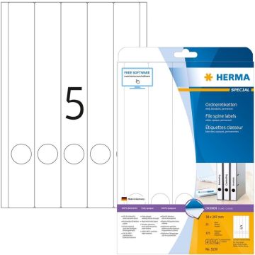 Etiquettes pour dos de classeur - 38 x 297 mm - Blanc : HERMA 5130
