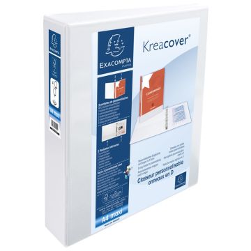 Classeur Personnalisable à 2 Pochettes - Blanc - 4 anneaux de 40 mm EXACOMPTA Visuel