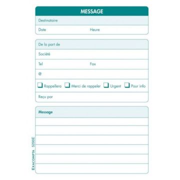 Messages téléphoniques carnets Exacompta 5290E Feuillets