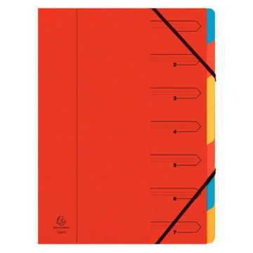 Trieur avec élastiques - 7 compartiments - Rouge (EXACOMPTA 54075E : Classement)