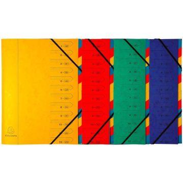 EXACOMPTA : Trieur avec élastiques - 12 compartiments 54120E