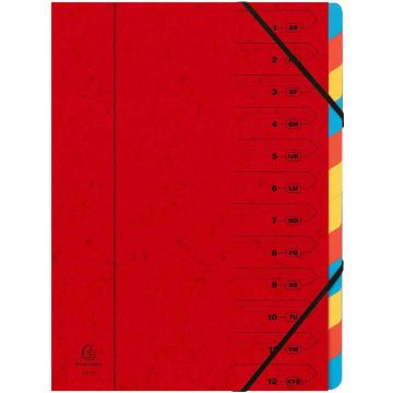 54125E EXACOMPTA : Trieur avec élastiques - 12 compartiments - Rouge photo