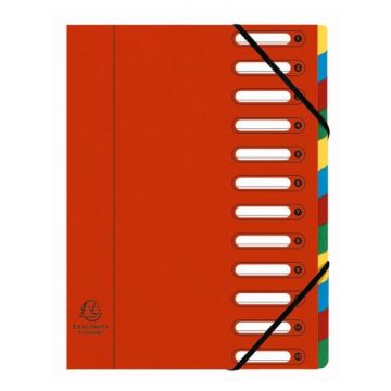 Trieur avec élastiques - Rouge - 12 compartiments EXACOMPTA