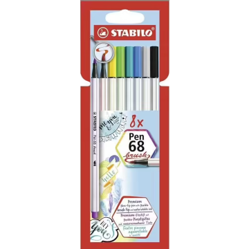 Stylo-feutre Pen 68 Brush Etui en carton STABILO Lot de 8