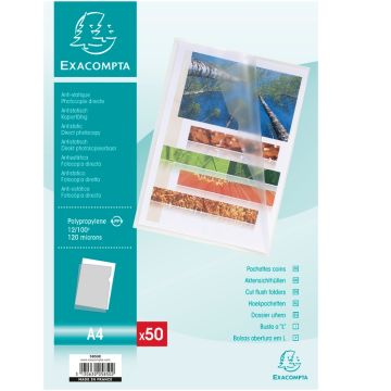 5850E EXACOMPTA  : Lot de pochettes à coins A4 - PP12 Cristal transparent (Classement)