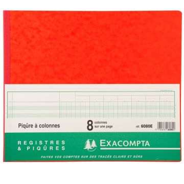 Registre de 8 colonnes sur 1 page - 270 x 320 mm EXACOMPTA 6080E Journal comptable