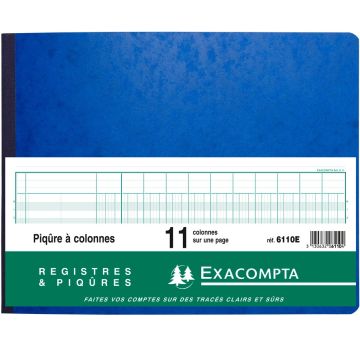 EXACOMPTA 6110E Registre de 11 colonnes sur 1 page - 250 x 320 mm (Journal comptable)