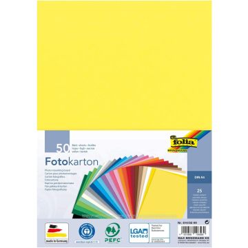 Carton de Bricolage A4 Assortiment - 300 g/m² FOLIA Lot de 50