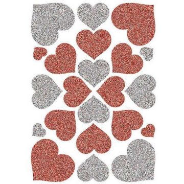 Photo HERMA : Lot de 22 stickers MAGIC - Coeurs rouge et argent - 6387