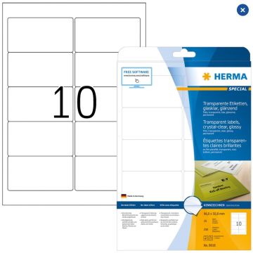 Étiquettes adhésives - Transparente - 96 x 50,8 mm HERMA 8018 Signaletique