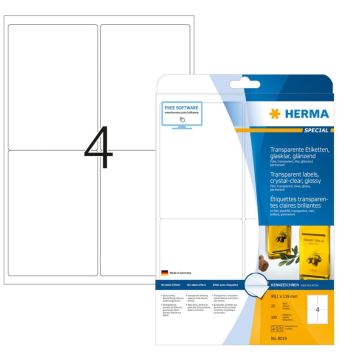 Étiquettes adhésives - Transparente - 99,1 x 139 mm HERMA 8019 Signaletique