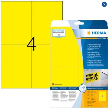 Étiquettes adhésives de signalisation - Jaune - 105 x 148 mm HERMA 8032 Signal