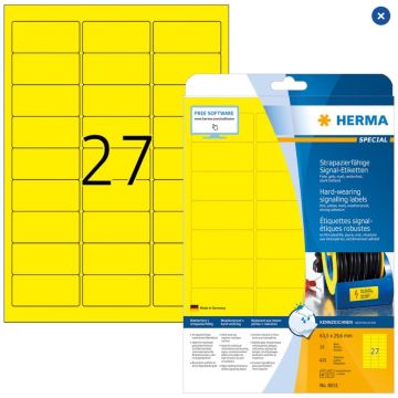 Étiquettes adhésives de signalisation - Jaune - 63,5 x 29,6 mm HERMA 8031 Signal
