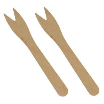 Photo Fourchettes à frites jetables en bois - 121 mm PAP STAR Pure