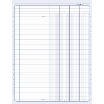 ELVE 83041 : Registre Journal de 4 colonnes 100 pages - 320 x 250 mm tracé