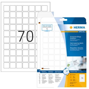 Étiquettes adhésives plastifiées - 24 x 24 mm - Très résistantes HERMA 8339 