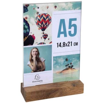 Présentoir avec socle en bois - Vertical - A5 - Cristal : EXACOMPTA Office image