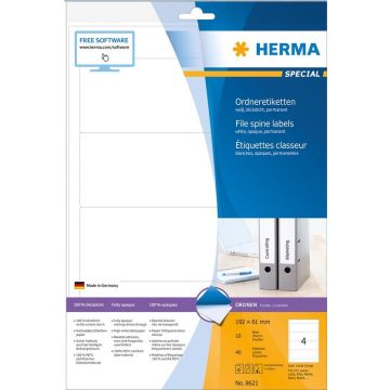 Etiquettes pour dos de classeur - 61 x 192 mm - Blanc : HERMA 8621 